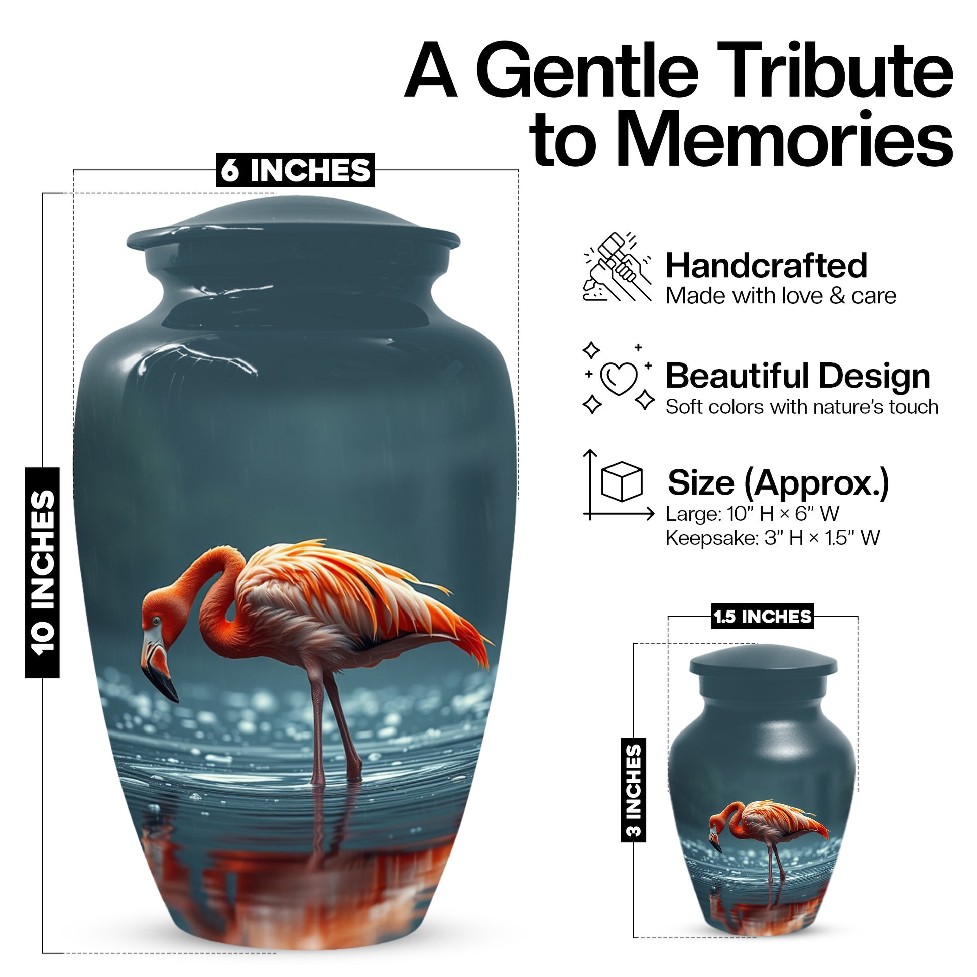 Flamingo Cremation Urn for Ashes – Custom Bird Memorial Urns for Adults