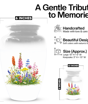 Wildflower Cremation Urn | Custom Memorial Urn for Human Ashes