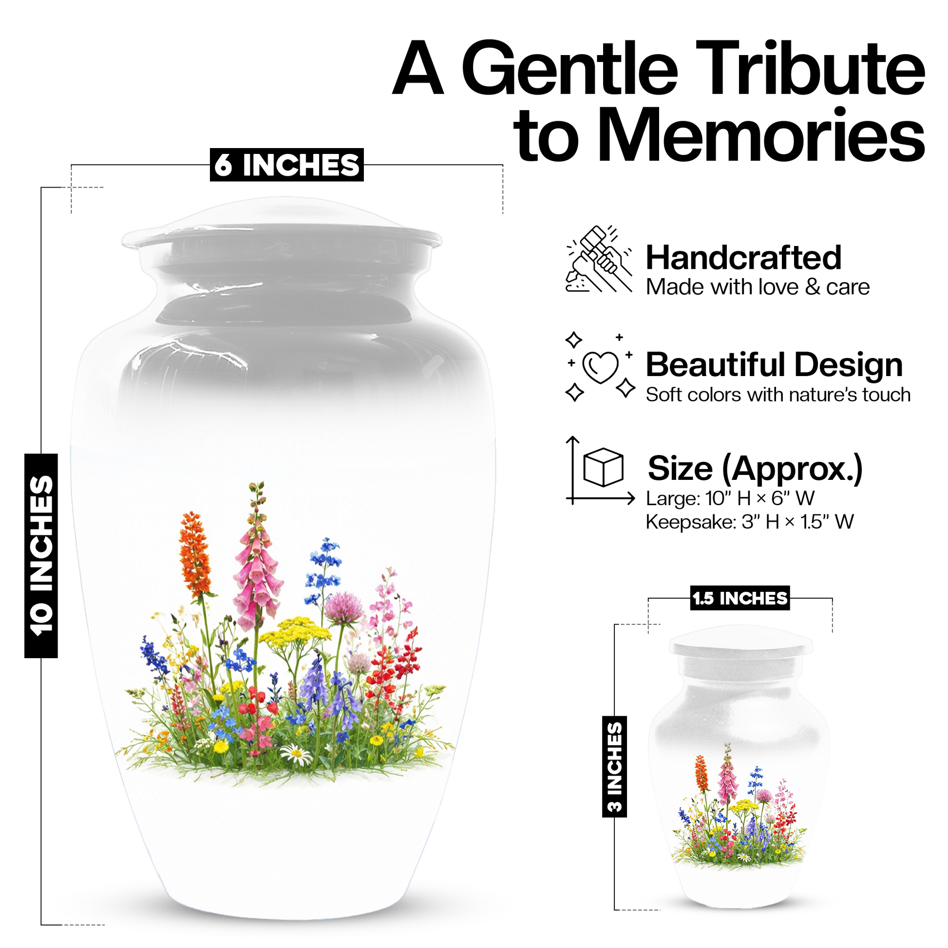 Wildflower Cremation Urn | Custom Memorial Urn for Human Ashes