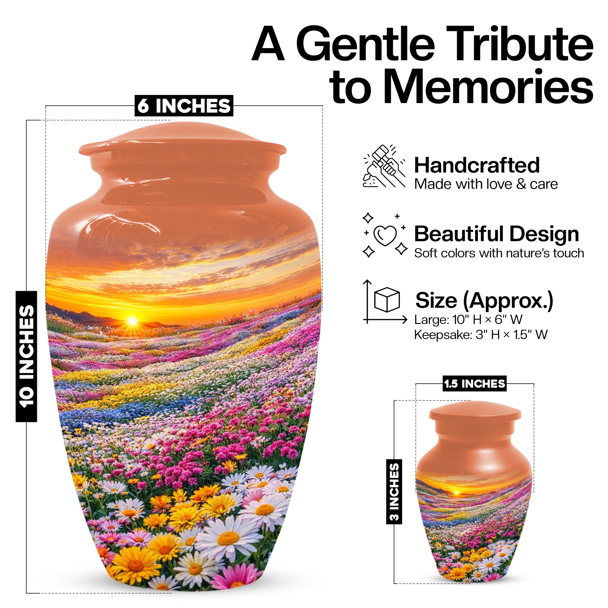 Flower Meadow Urn for Mom - Beautiful Floral Cremation Urns for Women