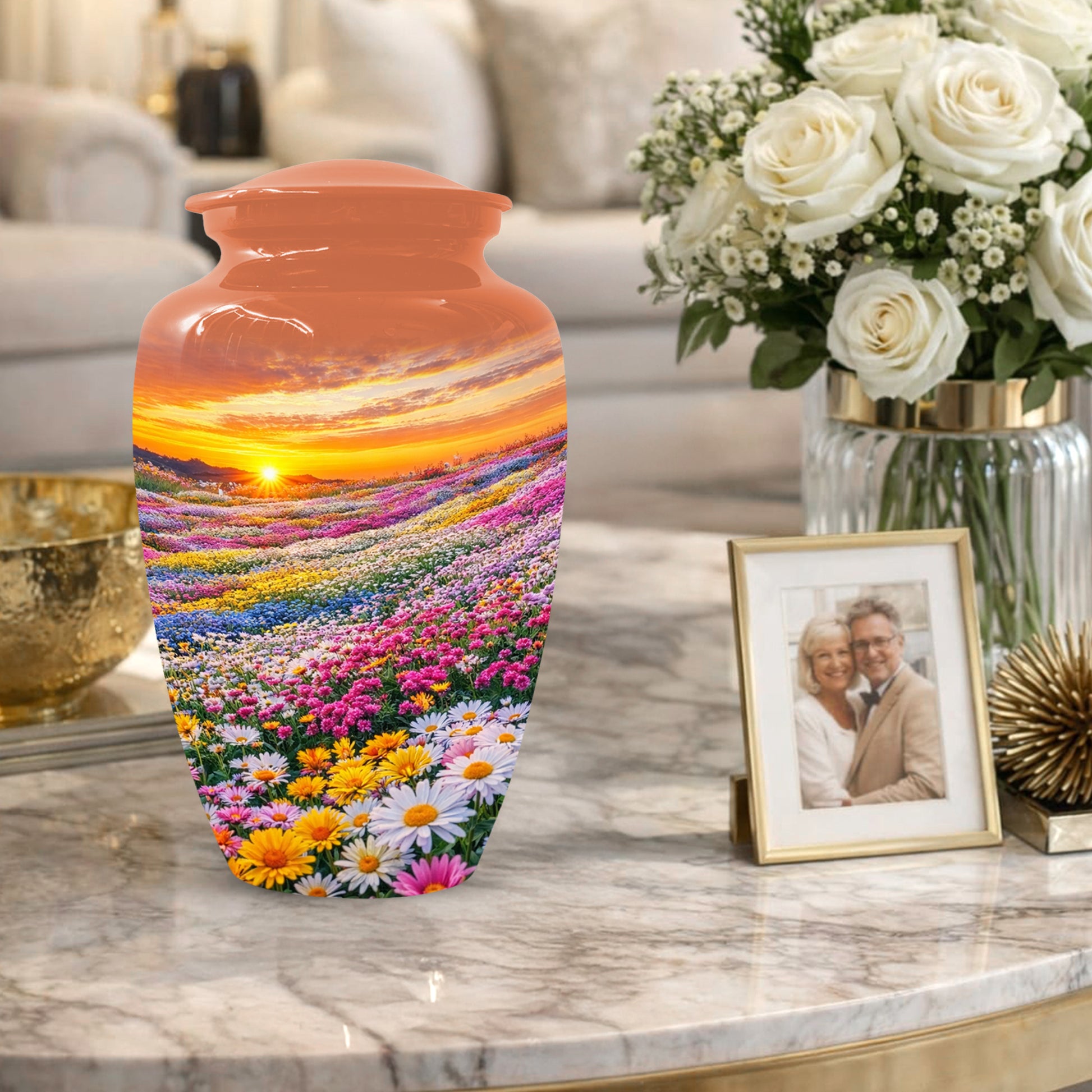Flower Meadow Urn for Mom - Beautiful Floral Cremation Urns for Women