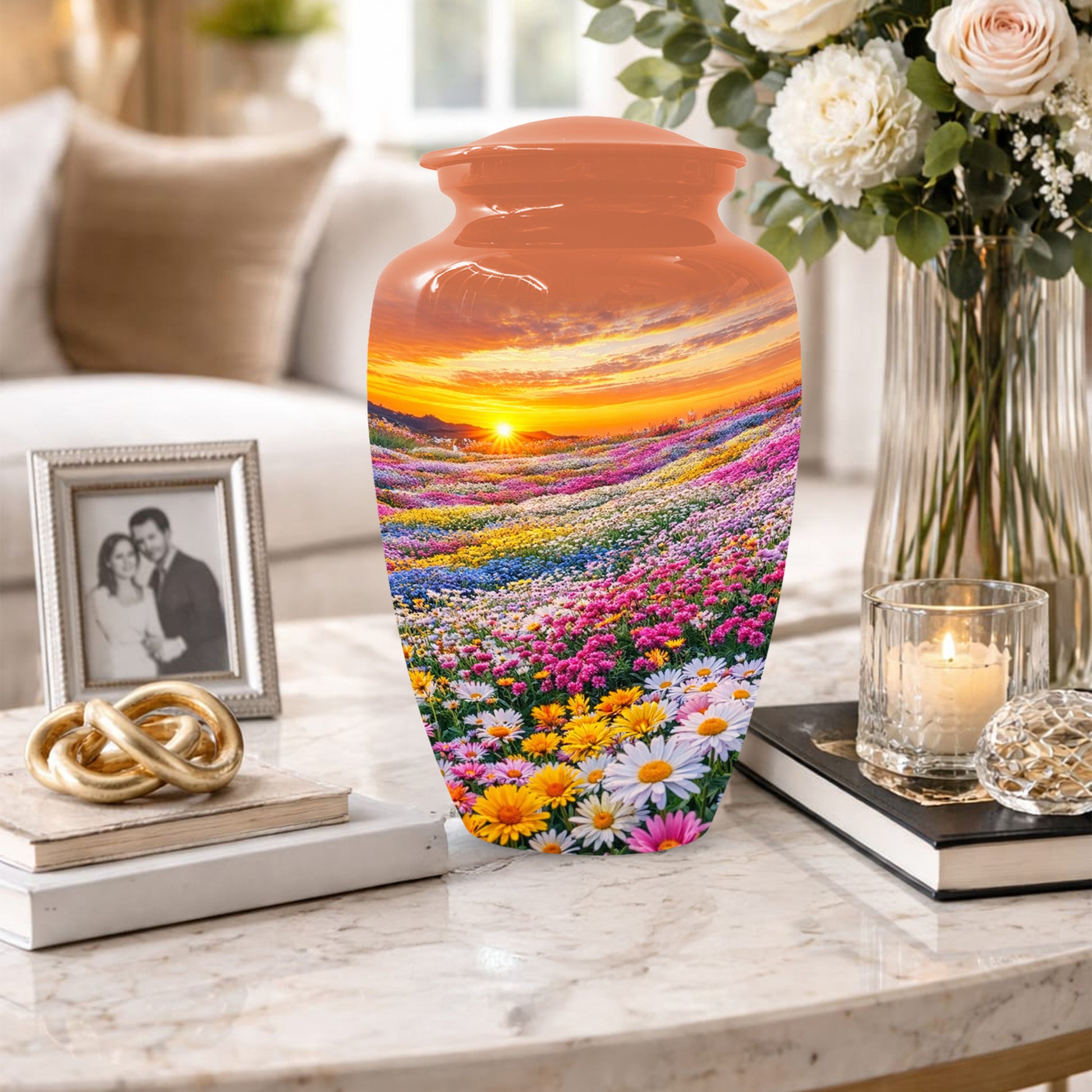 Flower Meadow Urn for Mom - Beautiful Floral Cremation Urns for Women