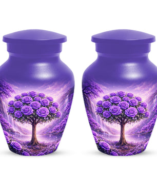 Purple Rose Urn for Ashes-  Rose Tree Memorial Keepsake for Mom or Dad | Floral Cremation Urns for Women & Men