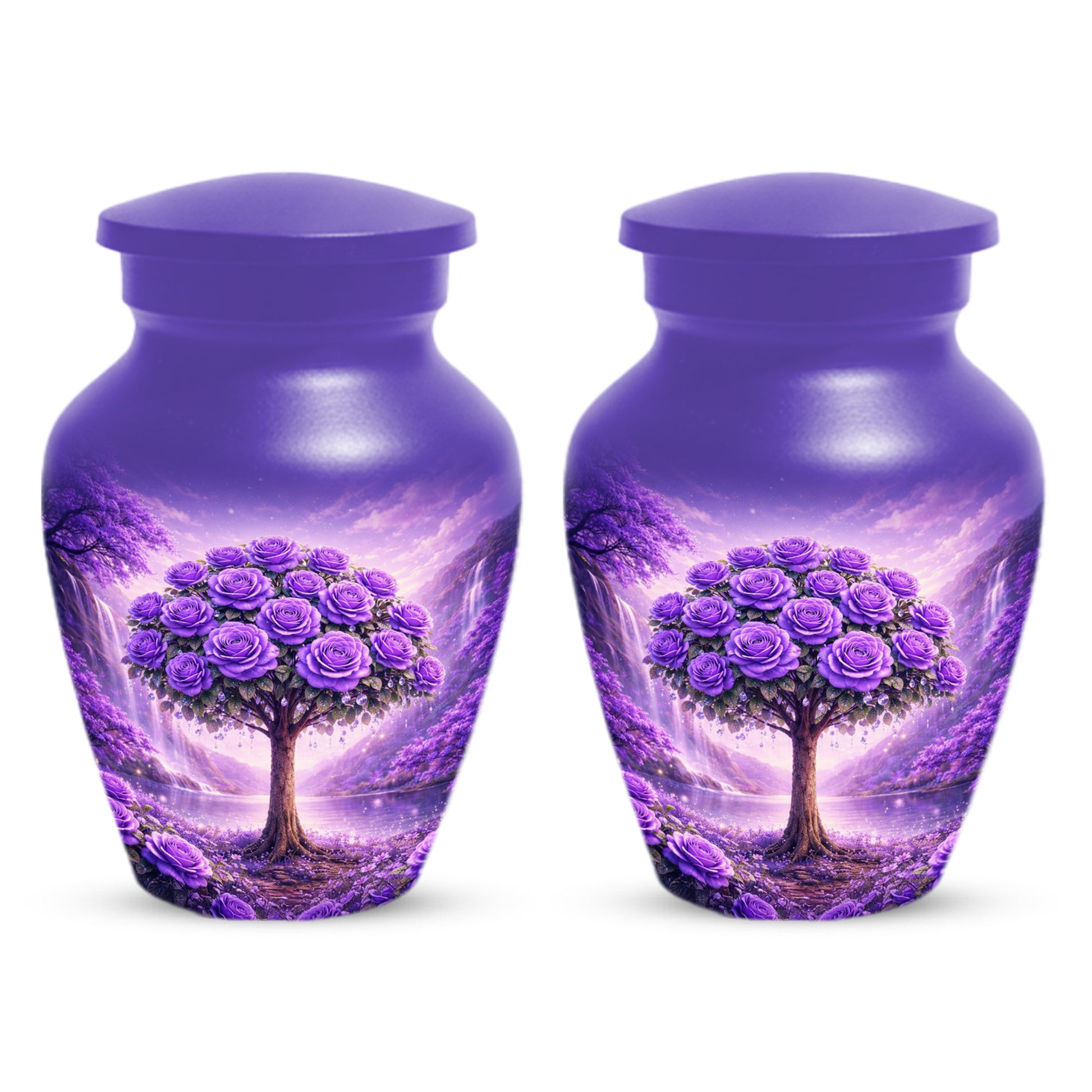Purple Rose Urn for Ashes-  Rose Tree Memorial Keepsake for Mom or Dad | Floral Cremation Urns for Women & Men