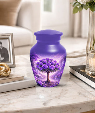 Purple Rose Urn for Ashes-  Rose Tree Memorial Keepsake for Mom or Dad | Floral Cremation Urns for Women & Men