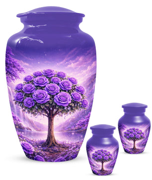 Purple Rose Urn for Ashes-  Rose Tree Memorial Keepsake for Mom or Dad | Floral Cremation Urns for Women & Men