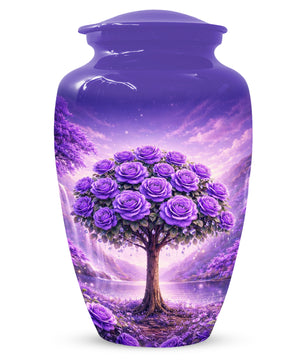 Purple Rose Urn for Ashes-  Rose Tree Memorial Keepsake for Mom or Dad | Floral Cremation Urns for Women & Men