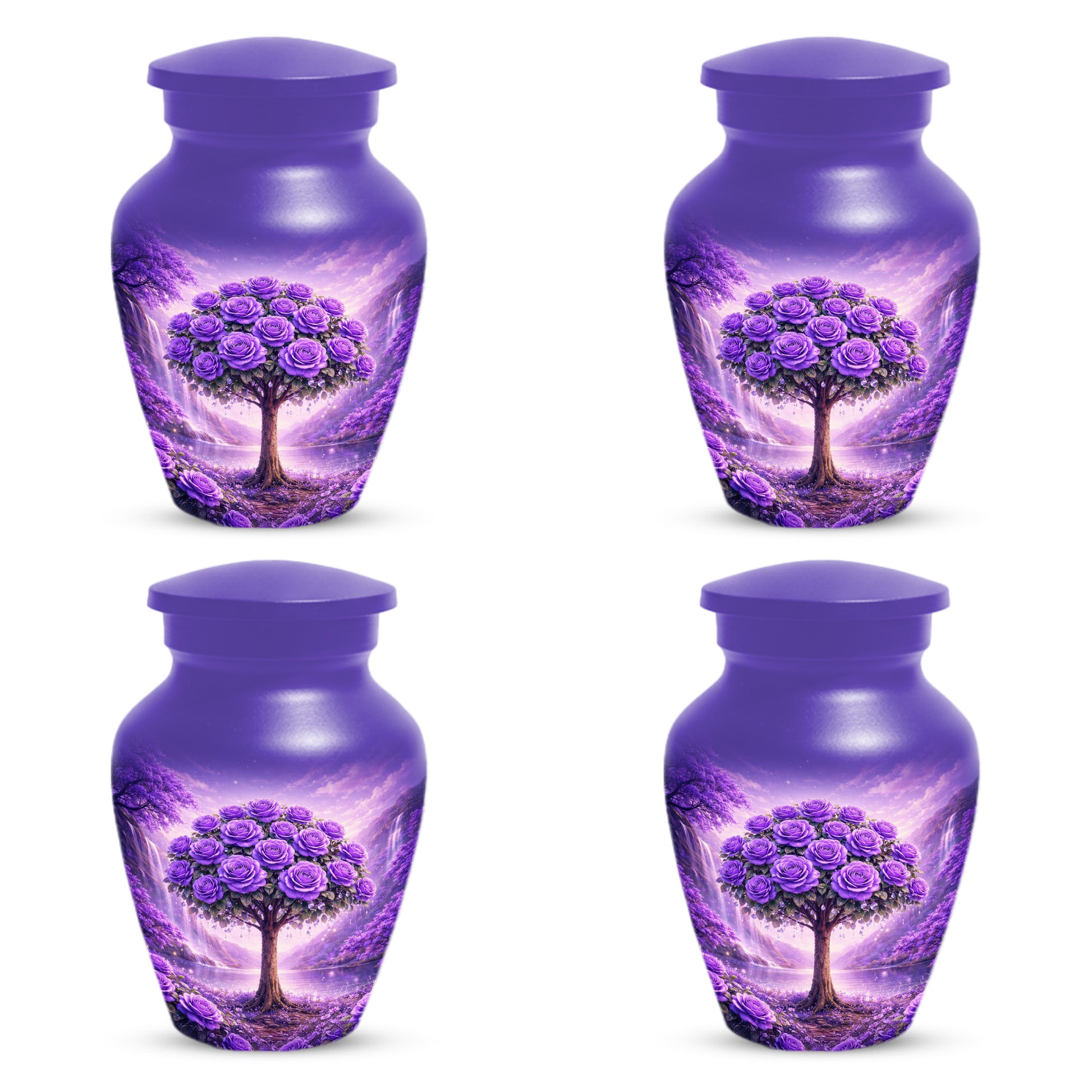 Purple Rose Urn for Ashes-  Rose Tree Memorial Keepsake for Mom or Dad | Floral Cremation Urns for Women & Men
