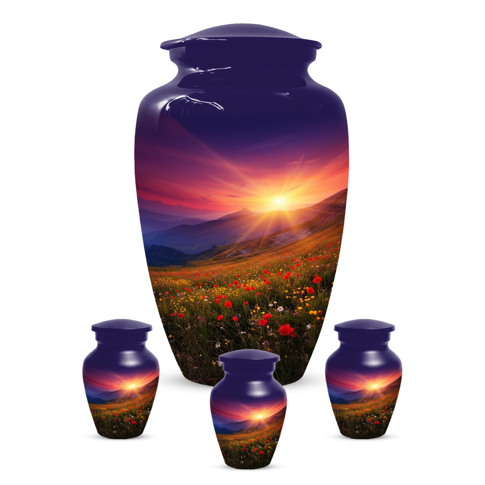 Flower Garden Sunset Urn for Human Ashes | Beautiful Floral Adult Cremation Urn for Mom & Women