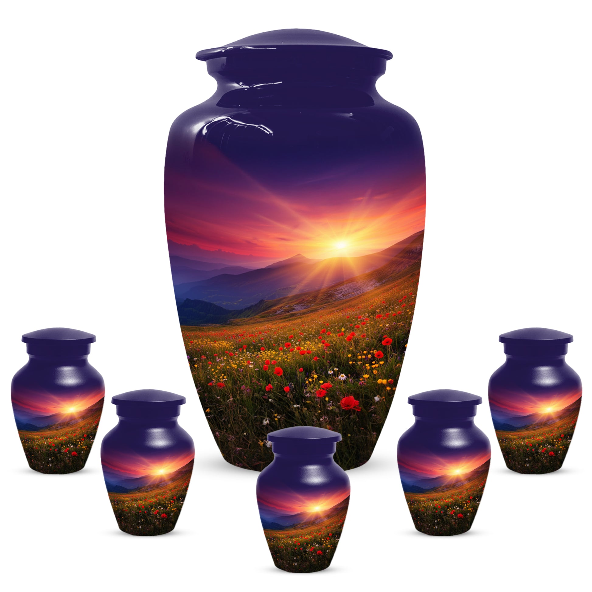 Flower Garden Sunset Urn for Human Ashes | Beautiful Floral Adult Cremation Urn for Mom & Women