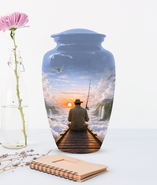 Fishing Memorial Urn for Human Ashes, Fisherman Cremation Urn