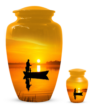 Fishing Urn for Dad, Gone Fishing Urn, Fishing Cremation Urn for Human Ashes