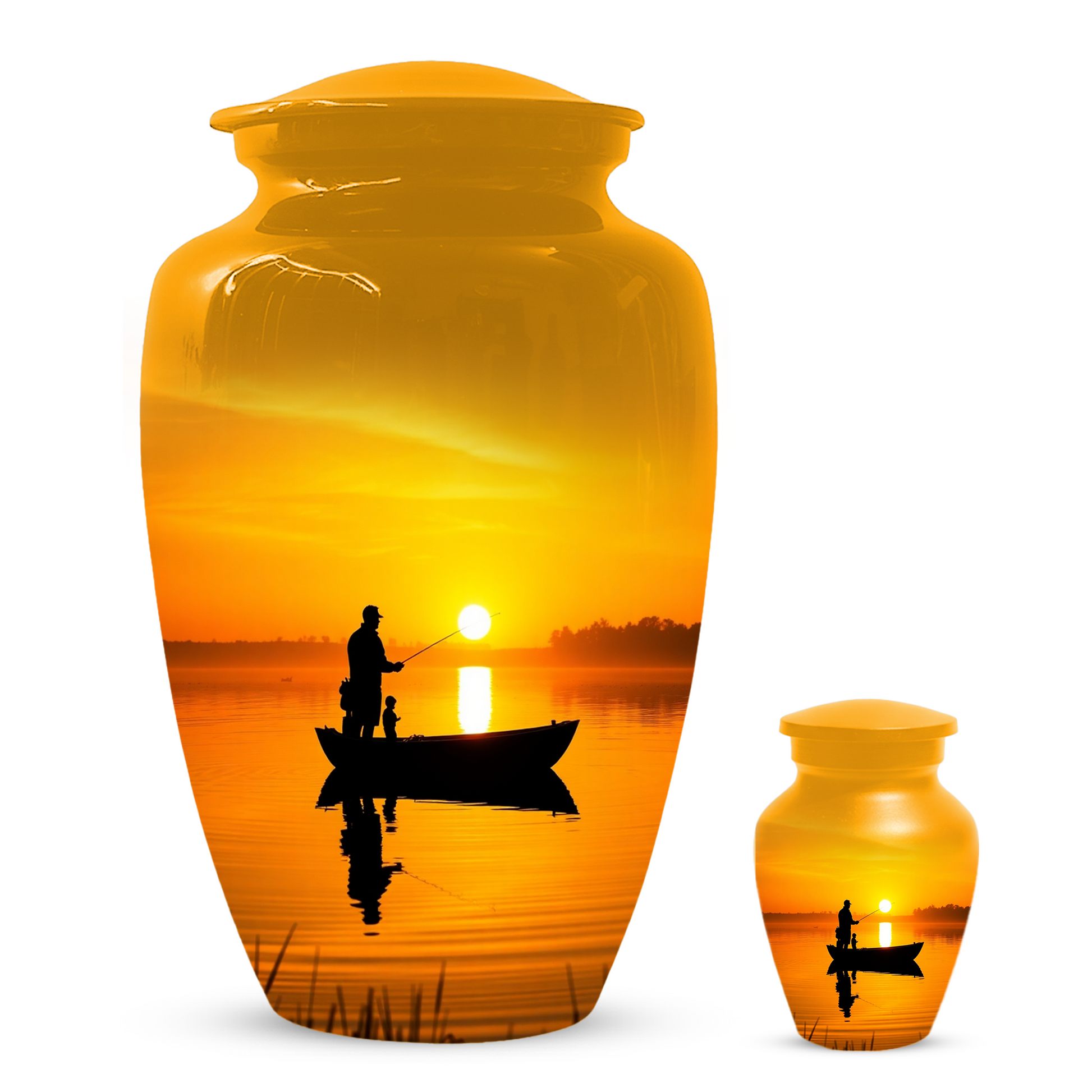 Fishing Urn for Dad, Gone Fishing Urn, Fishing Cremation Urn for Human Ashes