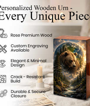 Bear Cremation Urn For Human Ashes - Animal Keepsake Urns For Male and Female