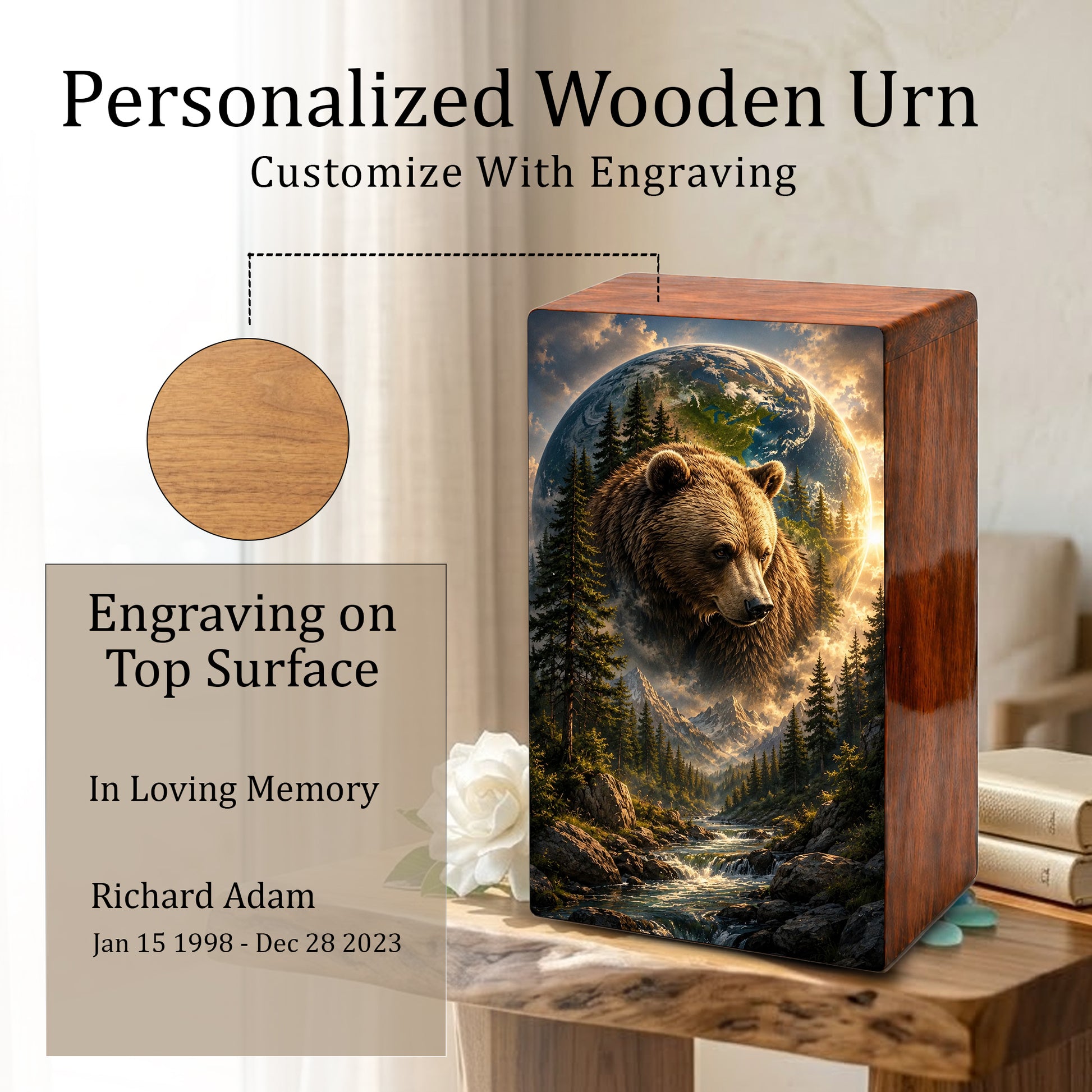 Bear Cremation Urn For Human Ashes - Animal Keepsake Urns For Male and Female