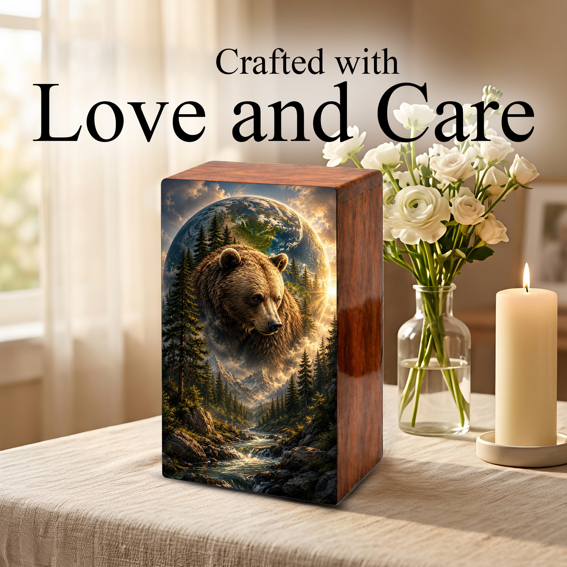 Bear Cremation Urn For Human Ashes - Animal Keepsake Urns For Male and Female