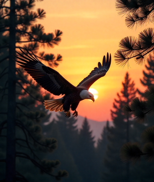 Majestic Eagle Sunset Adult Urn for Human Ashes | Scenic Eagle Adult Cremation Urn Memorial