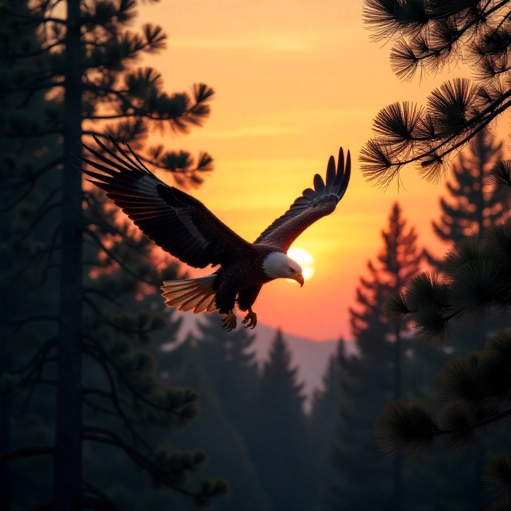 Majestic Eagle Sunset Adult Urn for Human Ashes | Scenic Eagle Adult Cremation Urn Memorial