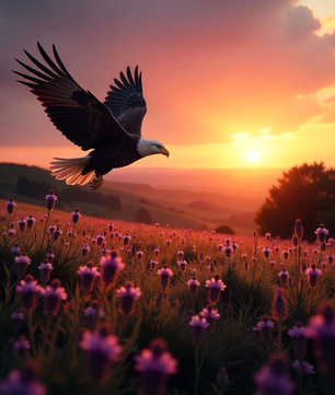 Flying Eagle Sunset Urn for Human Ashes | Majestic Eagle Sunset Adult Cremation Urn | Memorial Funeral Urn