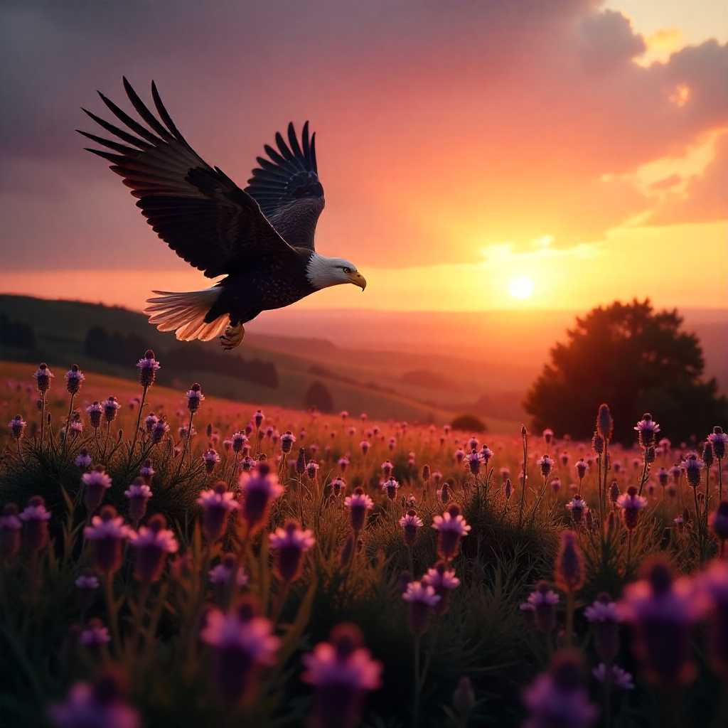 Flying Eagle Sunset Urn for Human Ashes | Majestic Eagle Sunset Adult Cremation Urn | Memorial Funeral Urn