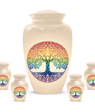 Rainbow Tree of Life Cremation Urns for Ashes –  Full Size Memorial Urn for Human Ashes,