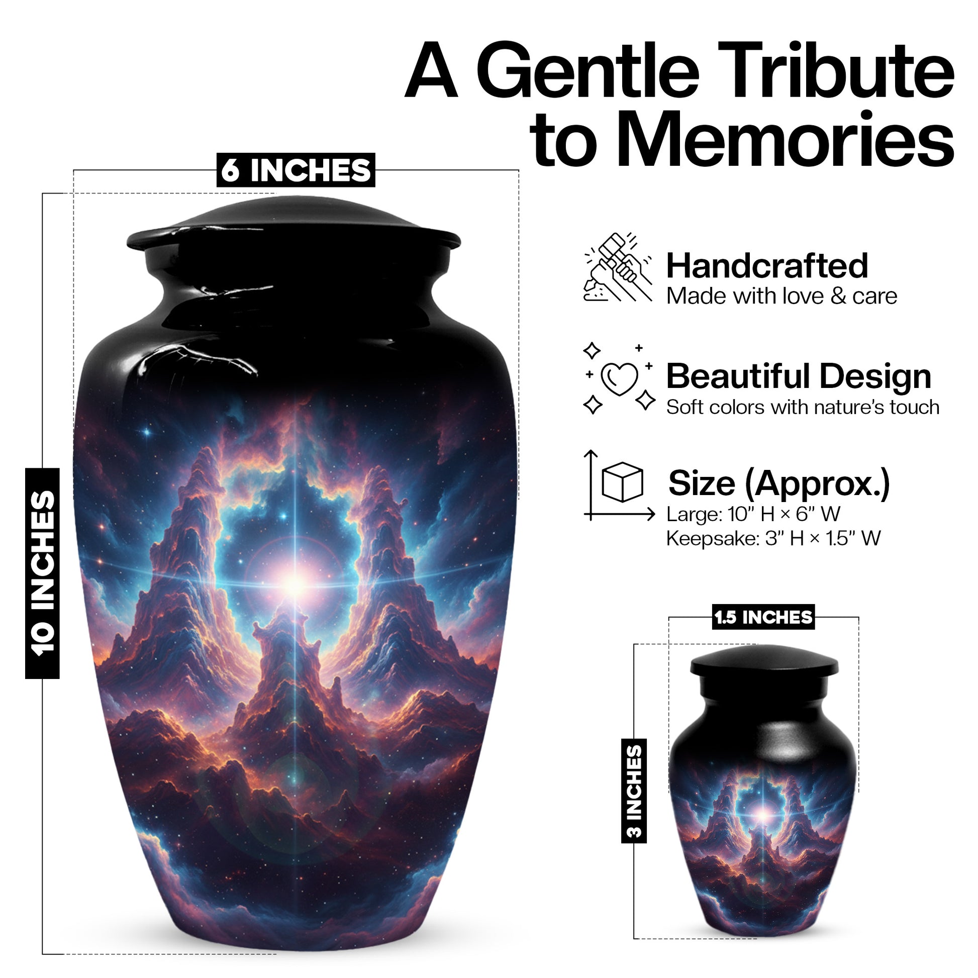 Celestial Adult Urn for Ashes -  Galaxy Memorial Cremation Urns | Personalized Funeral Keepsake