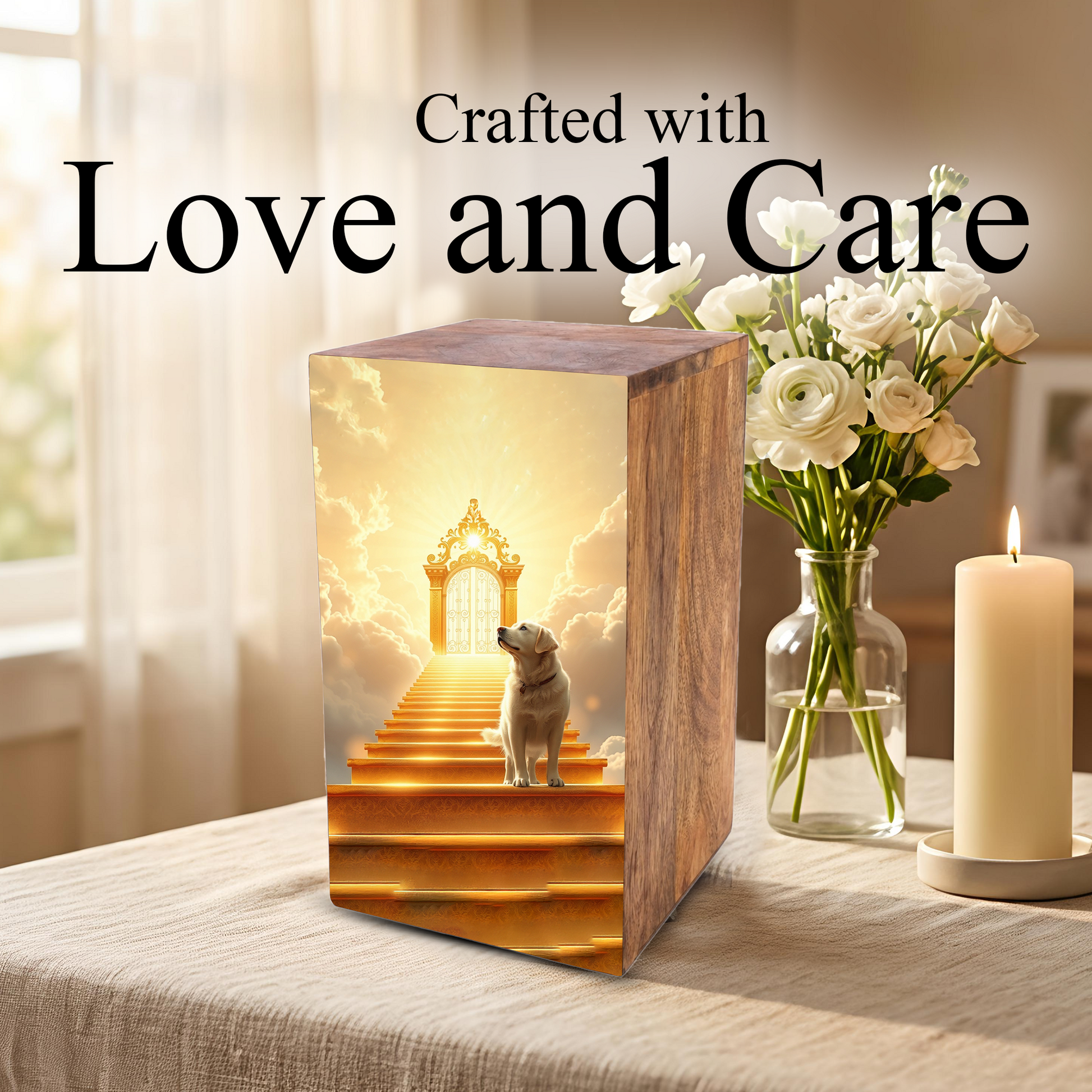 Golden Retriever Wooden Urn For Dog - Labrador Pet Keepsake Urns For Funeral