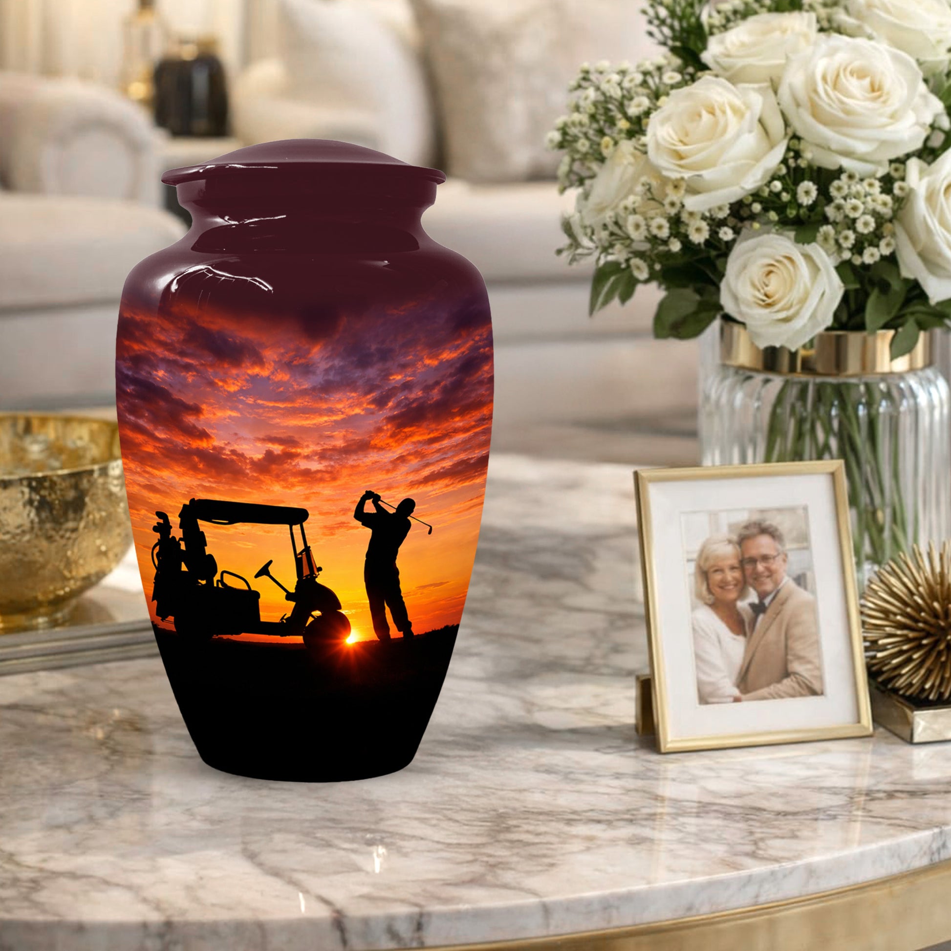 Golf Memorial Urn for Father – Personalized Golf Cremation Urns for Ashes