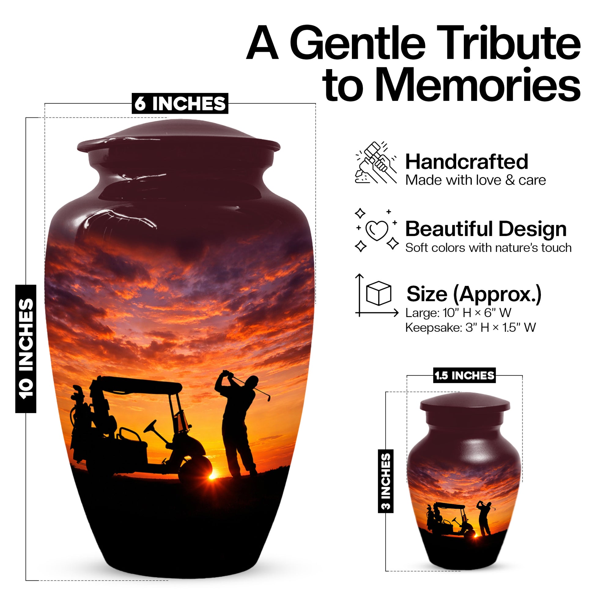 Golf Memorial Urn for Father – Personalized Golf Cremation Urns for Ashes