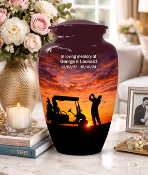 Golf Memorial Urn for Father – Personalized Golf Cremation Urns for Ashes