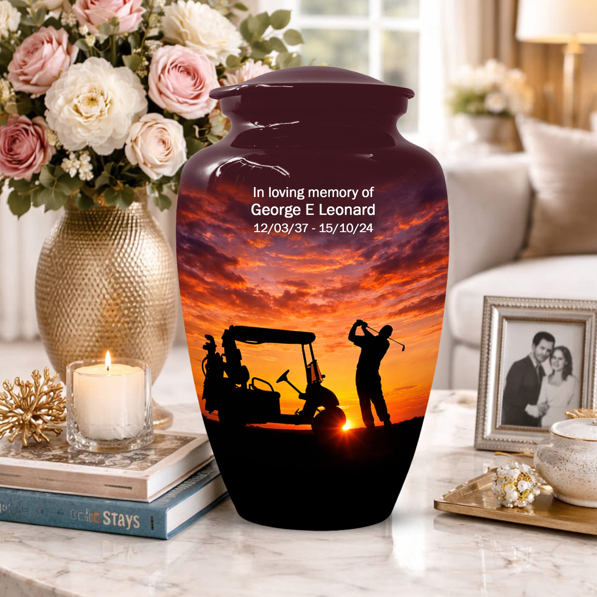 Golf Memorial Urn for Father – Personalized Golf Cremation Urns for Ashes