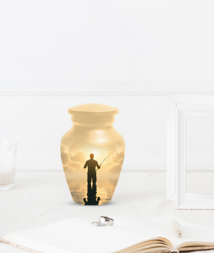 Gone Fishing in Heaven Urn For Dad - Fisherman Cremation Urn For Male Ashes