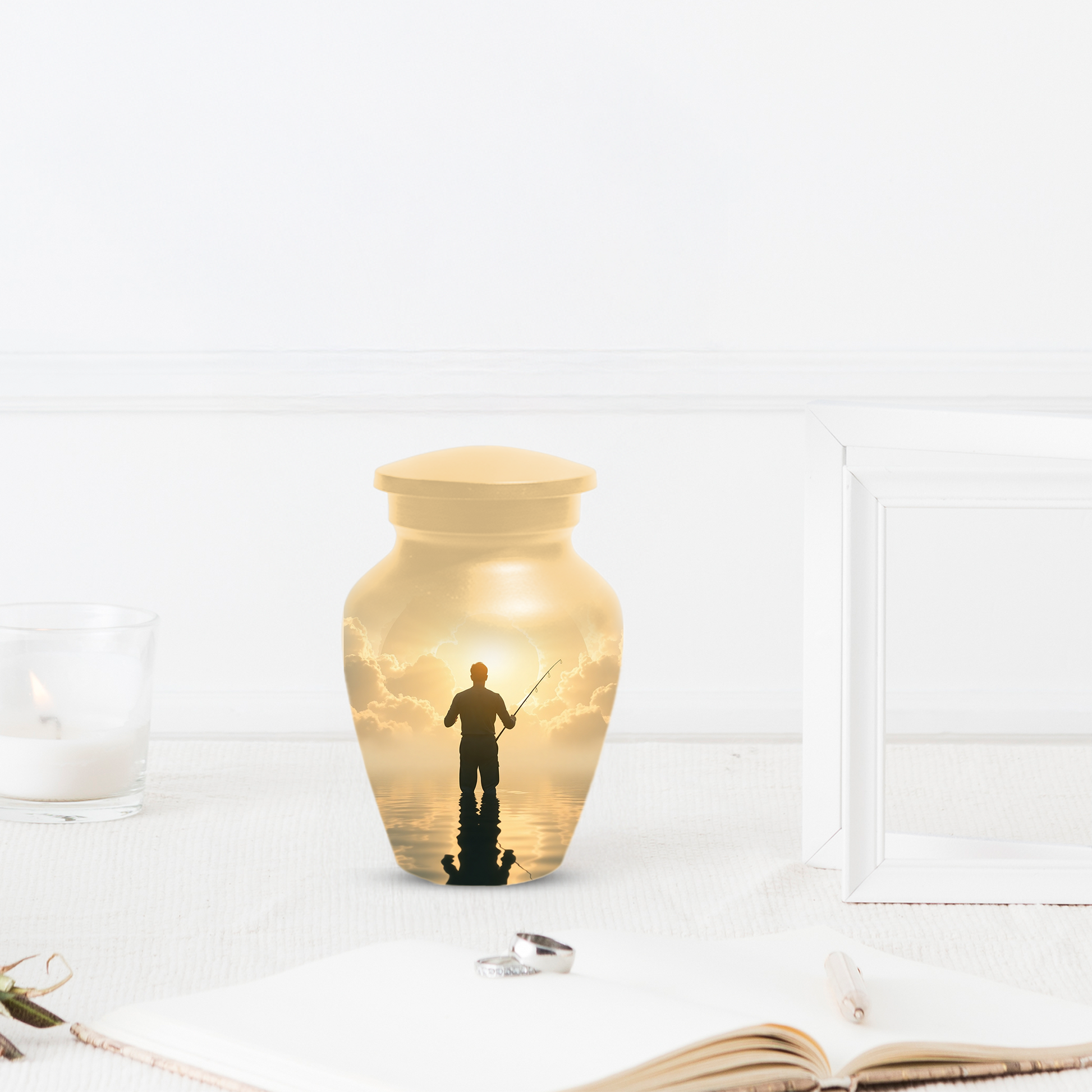 Gone Fishing in Heaven Urn For Dad - Fisherman Cremation Urn For Male Ashes
