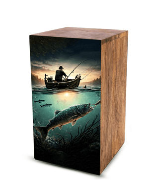 Fishing Urn For Male Ashes - Fisherman Keepsake Urns Box For Dad Ashes Remains