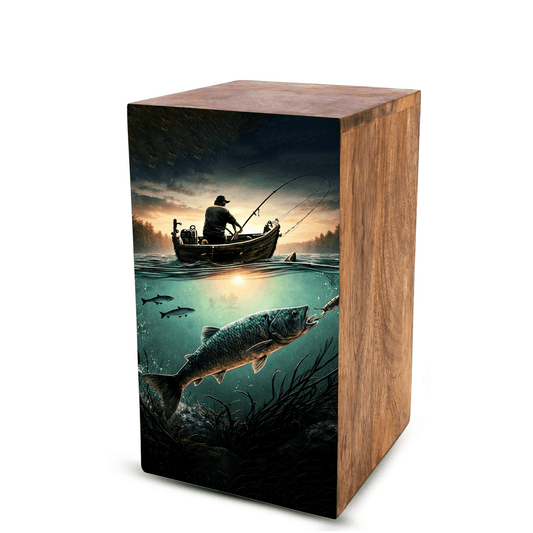 Fishing Urn For Male Ashes - Fisherman Keepsake Urns Box For Dad Ashes Remains
