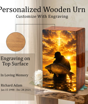 Fishing In Heaven Urn For Male - Hunting Fish Cremation Urns For Dad Ashes