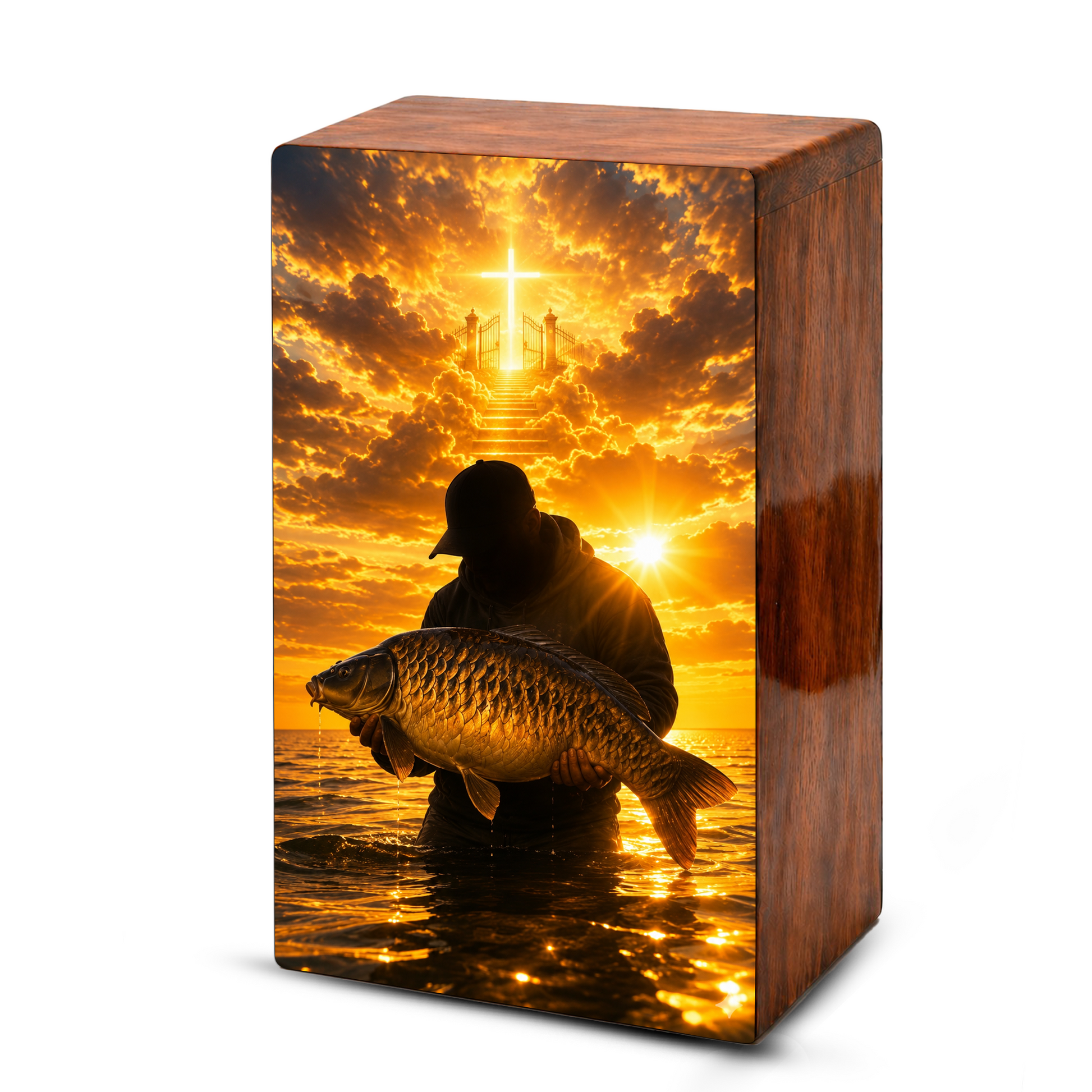 Fishing In Heaven Urn For Male - Hunting Fish Cremation Urns For Dad Ashes