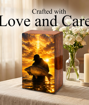 Fishing In Heaven Urn For Male - Hunting Fish Cremation Urns For Dad Ashes
