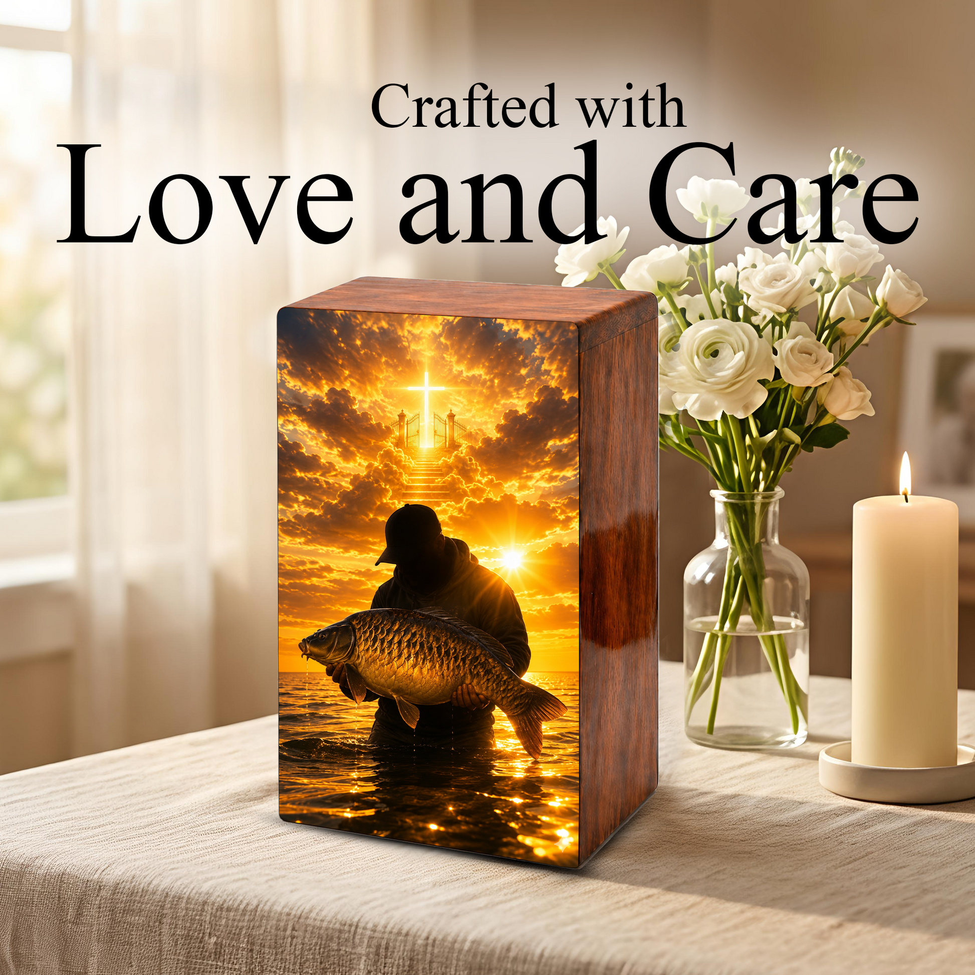 Fishing In Heaven Urn For Male - Hunting Fish Cremation Urns For Dad Ashes