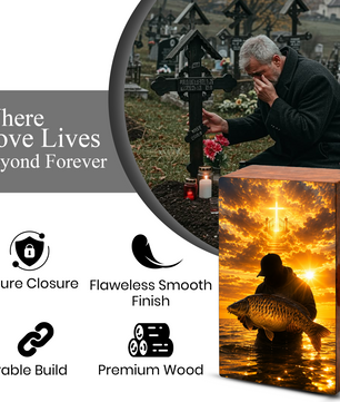 Fishing In Heaven Urn For Male - Hunting Fish Cremation Urns For Dad Ashes