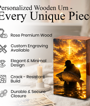 Fishing In Heaven Urn For Male - Hunting Fish Cremation Urns For Dad Ashes