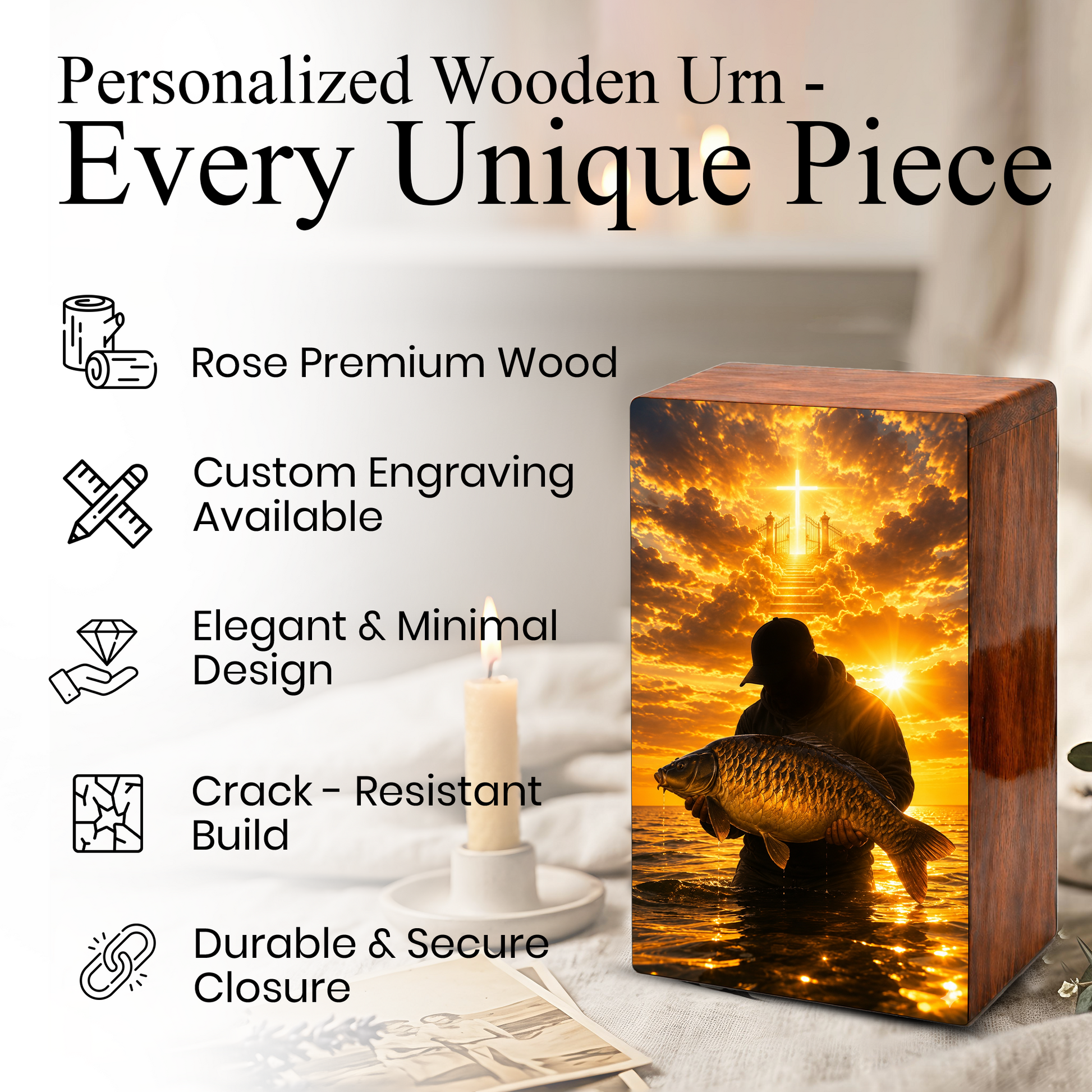 Fishing In Heaven Urn For Male - Hunting Fish Cremation Urns For Dad Ashes