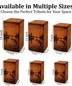 Gone Fishing Wooden Urn For Dad Ashes – Personalized Fisherman Cremation Keepsake Urn Box
