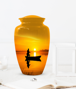Fishing Urn for Dad, Gone Fishing Urn, Fishing Cremation Urn for Human Ashes