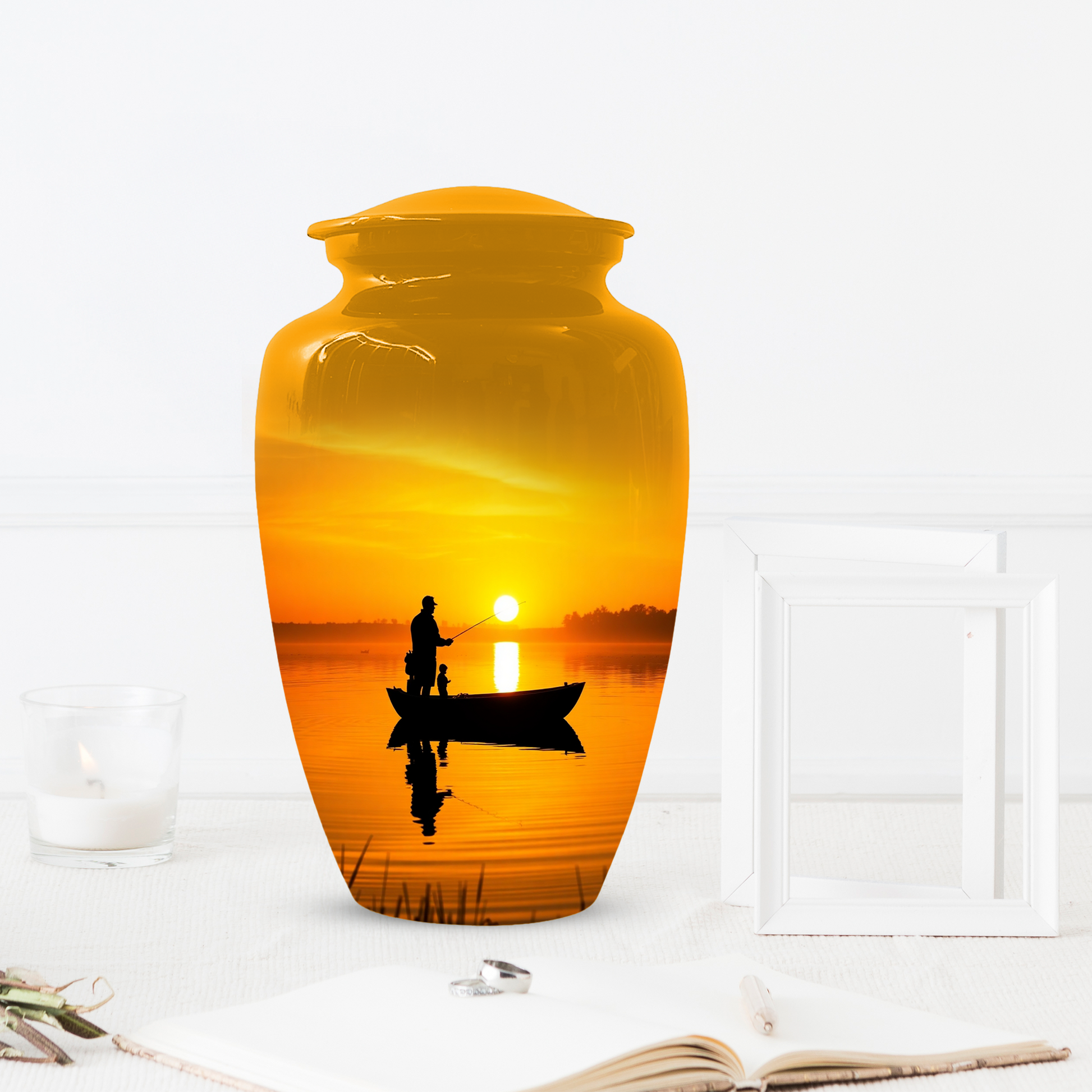 Fishing Urn for Dad, Gone Fishing Urn, Fishing Cremation Urn for Human Ashes