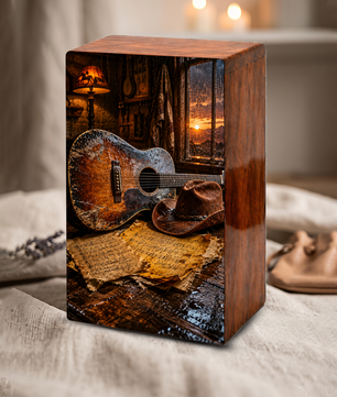 Cowboy Legacy Urn For Ashes Male - Western Cremation Wooden Urns For Dad