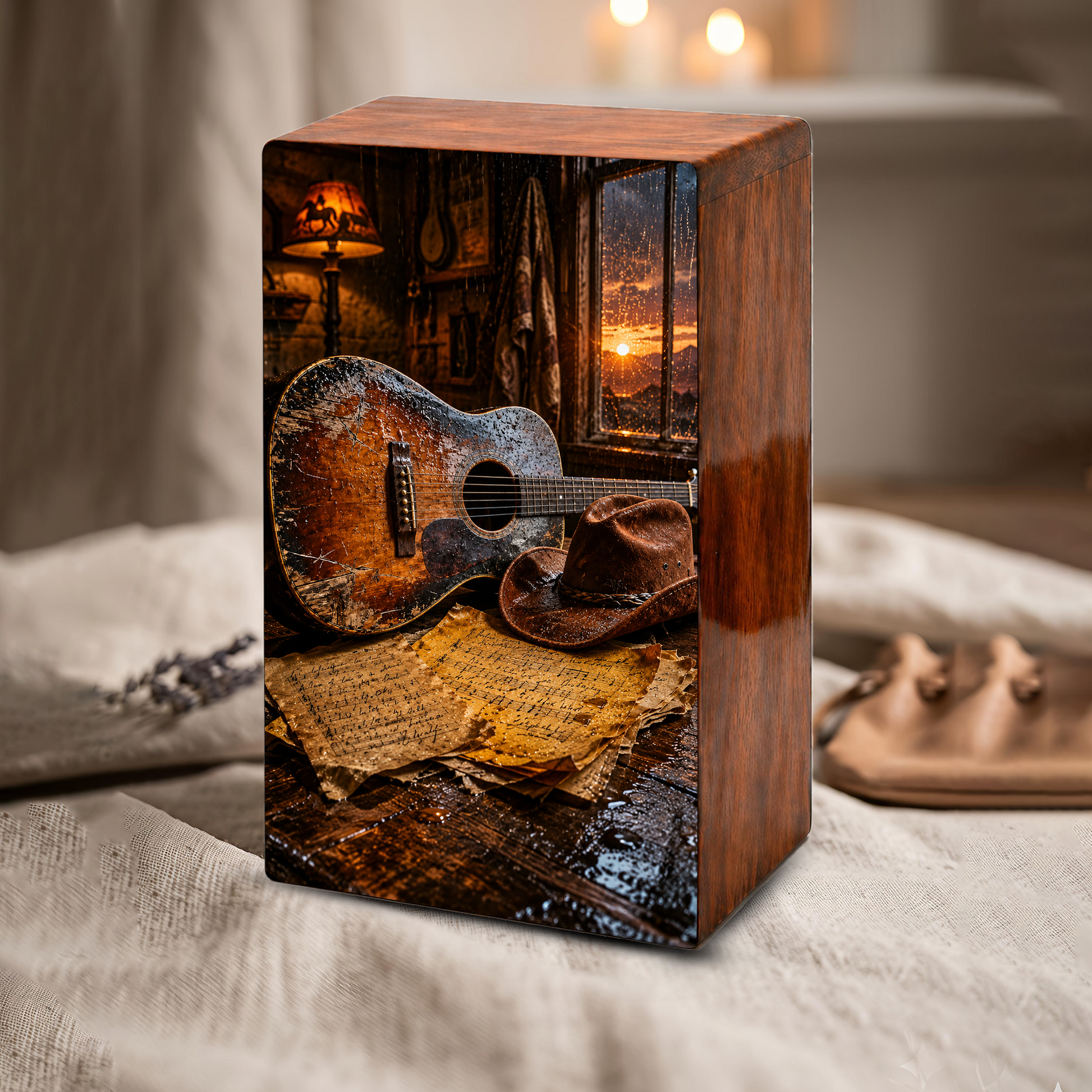 Cowboy Legacy Urn For Ashes Male - Western Cremation Wooden Urns For Dad