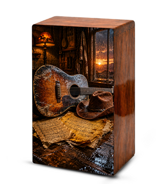 Cowboy Legacy Urn For Ashes Male - Western Cremation Wooden Urns For Dad