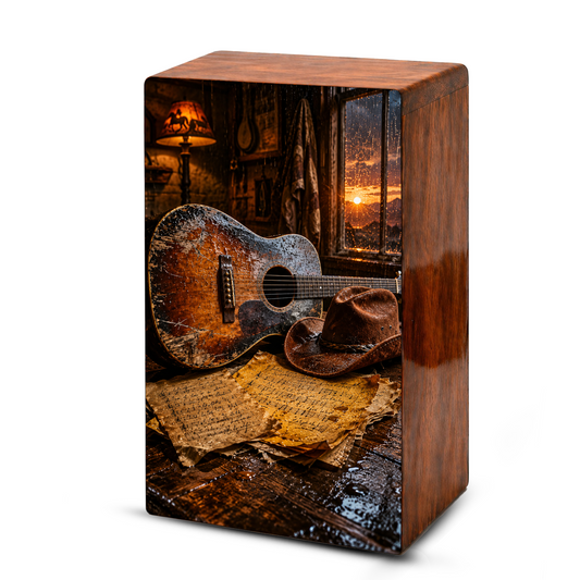 Cowboy Legacy Urn For Ashes Male - Western Cremation Wooden Urns For Dad