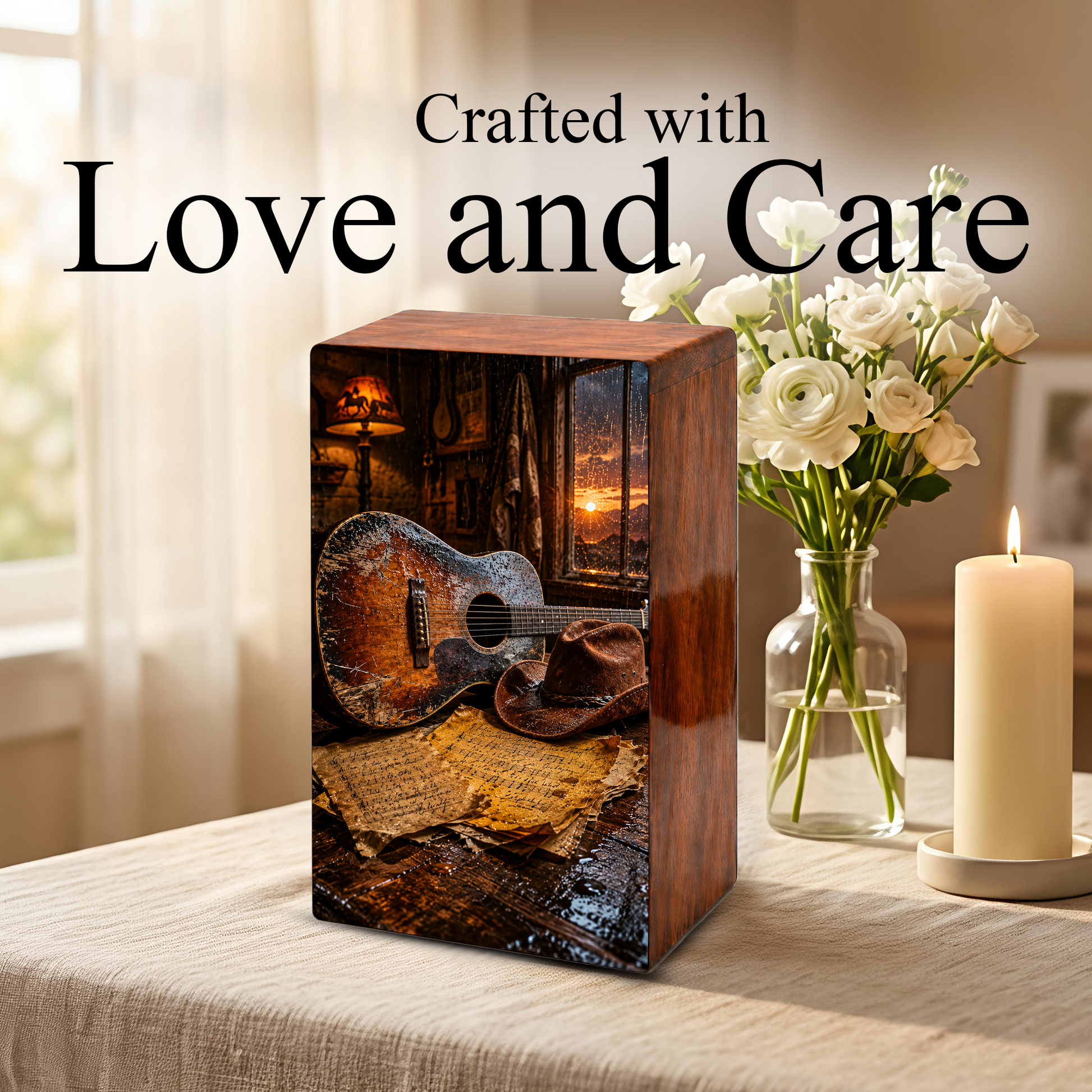 Cowboy Legacy Urn For Ashes Male - Western Cremation Wooden Urns For Dad